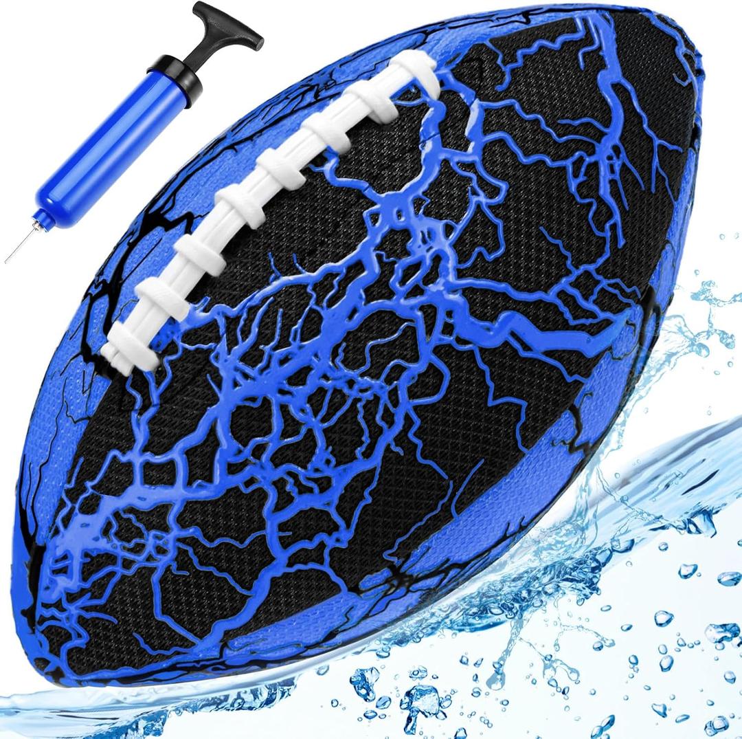 Jasonwell Waterproof Football Pool Toys - Strong Grip Soft Football for All-Weather Play Pool Games Beach Toys Water Footballs Outdoor Sports Toy Christmas Birthday Gifts for Kids Boys Teens Adults (9.25", blue)