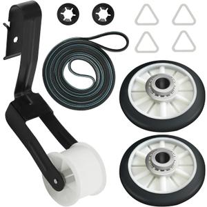 Upgraded4392065 Dryer Repair Kit with 341241 Dryer Belt, 349241T Drum Roller Kit for WED4815EW1 NED4655EW1 NGD4655EW2 NED4600YQ1 NED4500VQ2 NED4655EW0 NED4600YQ0. Replaces PS373087