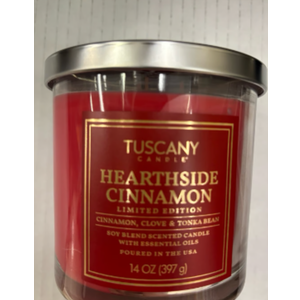 Tuscany Candle Hearthside Cinnamon: Clove & Tonka Bean Scented Holiday Candle, 14 oz