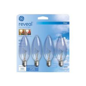 GE Reveal Light Bulb Soft White 60 W 455 Lumen E12 Candelabra Base 8 Bulbs, 2 Pcs