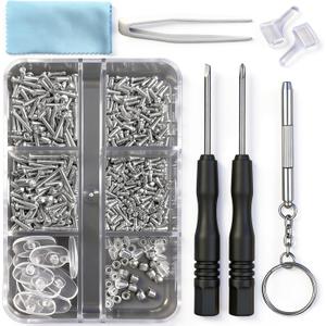 PTSLKHN Eyeglass Repair Kit with Screws, 15 Types Screws for Eyeglasses - Frame Screws, Hinge Screws, Nose Pads Screws - Essential Eye Glasses Repairing Kit Tool