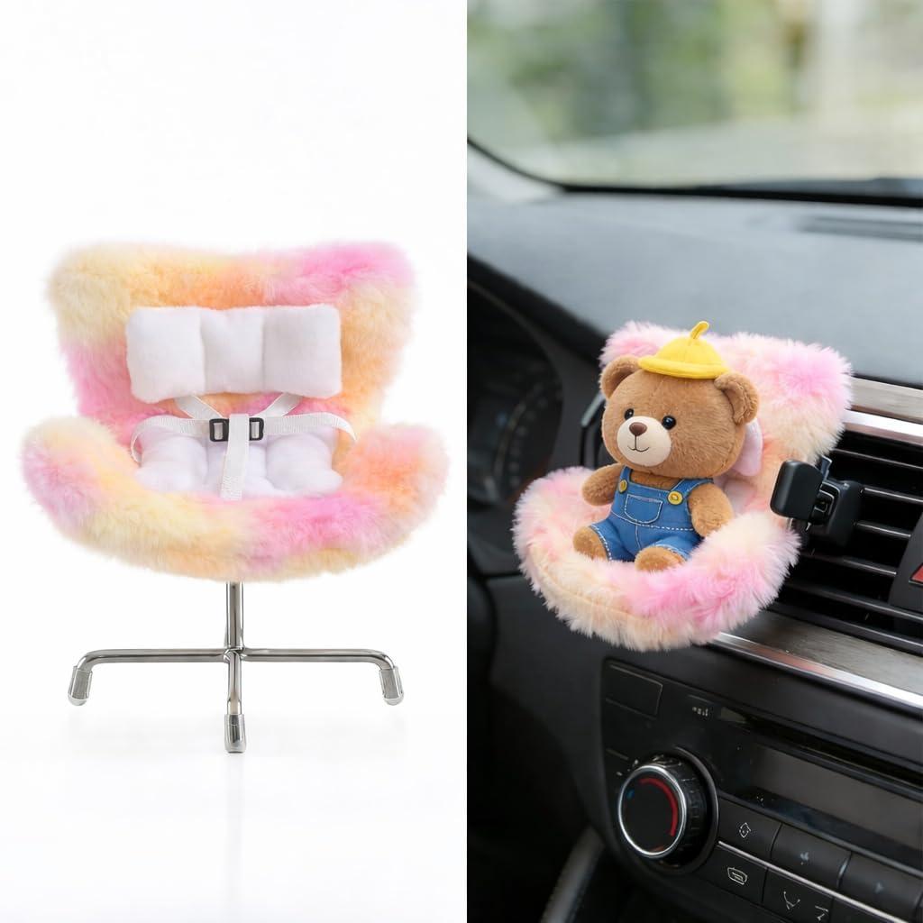 Ezcora Accessories for 10-17cm Dolls, Doll Car Seat with Clip onto Car Air Vent, Includes Seat Leg for Desktop Display (Tropical Sunset Blend)