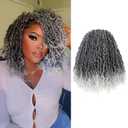 Yanky Twist Crochet Hair - 8 Inch 8 Packs (240 Strands) Ombre Gray Pre-twisted Fluffy Spring Passion Micro Mini Twist, Pre-Looped Short Curly Crochet Braids Braiding Hair (8 Inch, T-Gray-8P)