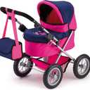Bayer Trendy Doll Pram, Kids Play Stroller with Adjustable Handle, 18 inch Capacity