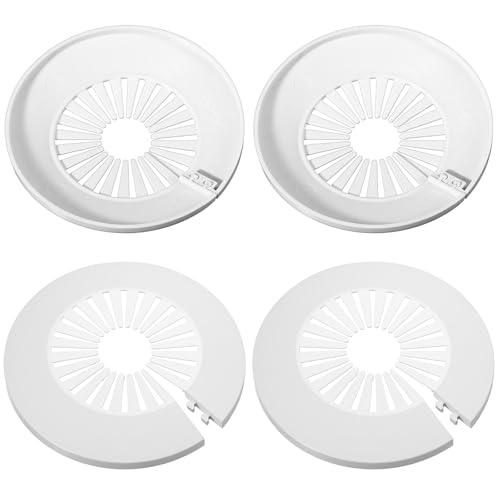 Shimmeroo 4Pcs Wall Hole Cover, 30mm-55mm Escutcheon Plate Wall Flange Pipe Cover Decoration, PVC Outer Diameter Tube for Water Tube Floor Plumbing Decoration