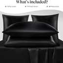 LuxClub 4 PC Sheet Set Bed Sheets Deep Pockets 18" Eco Friendly Wrinkle Free Cooling Machine Washable Hotel Bedding Silky Soft - Black Queen