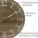 Presentime & Co Vintage Farmhouse Shiplap Clock, 19.5 inch, Silver Arabic Numerals with Weathered Pine Wood Shiplap Style. Large Farmhouse Decor for Living Room, Entryway, Home Office, Wall Dcor