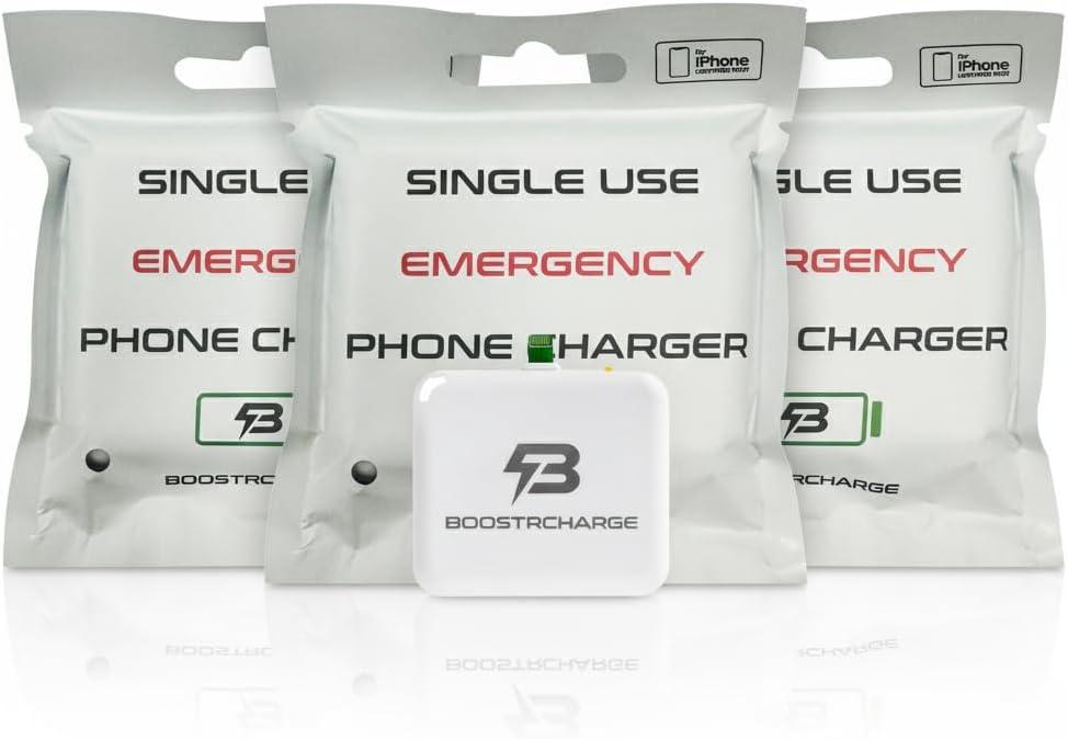 3-Pack Single-Use Emergency Phone Charger | Dead Phone? Just Plug in  No Cables Needed | Lightning | Pre-Charged | TSA-Approved