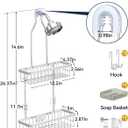 YASONIC Shower Caddy Hanging, Never Rust Shower Organizer Hanging, Aluminum Shower Racks for Inside Shower with Hooks for Razor, Bathroom Organizers and Storage with Soap Holder, Bright Silver