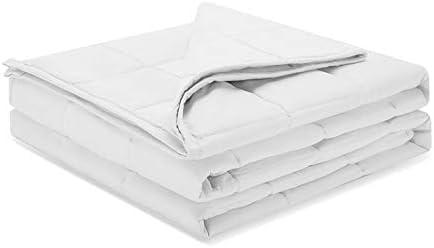 Weighted Idea Weighted Blankets for Adults (White,60"x80",20lbs) Breathable Cooling Blanket Queen Size with Premium Glass Beads Heavy Soft Throw Blanket for All-Season