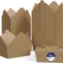 LITOPAK 50 Pack 45 oz To Go Food Containers, Kraft Brown Take Out Food Containers Leak Grease Resistant and Stackable for Restaurants, Homes, Offices, Picnics