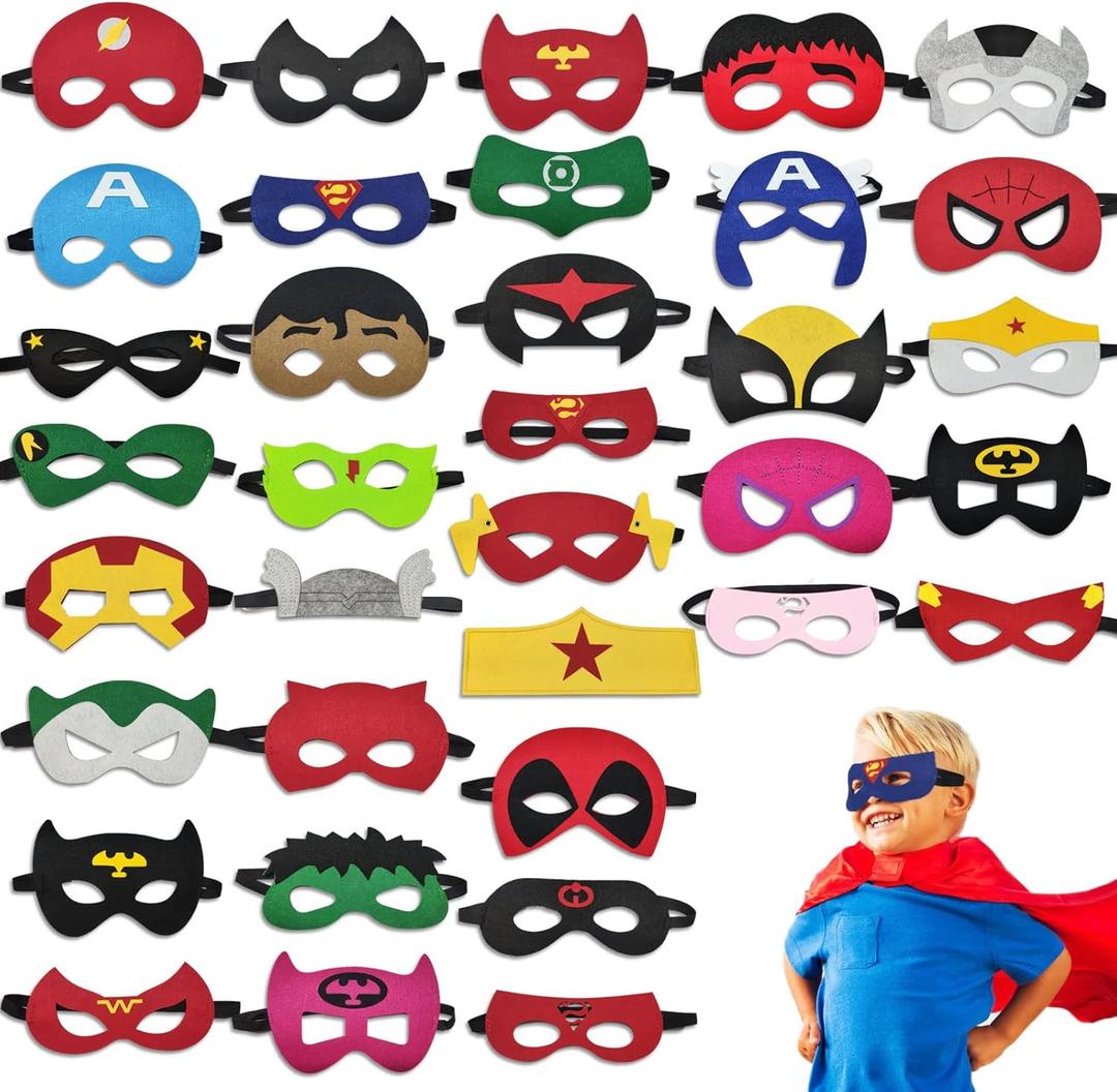 35 Packs Party Favors Masks for Kid, Cosplay Masks for Birthday, Hero Party Mask Children Masquerade Cosplay Eye Mask