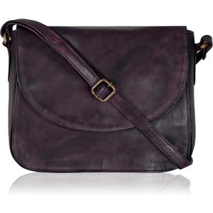 Genuine Leather Shoulder Crossbody Purse For Women with Adjustable Strap, Mobile Pocket & Outside & Inside Zipper (Purple Wash)