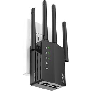 12880 Sq.Ft WiFi Extender Signal Booster, 1200Mbps WiFi Repeater, 105-Device Support, Simple Install, WiFi Extender with Wide Compatibility