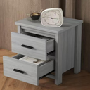 Nightstand, Vintage Two Drawer Wooden Nightstand, Simple and Generous, Large Storage Space, Bedside Table for Bedroom, End Table for Bedroom, Living Room, Small Space, Light Gray