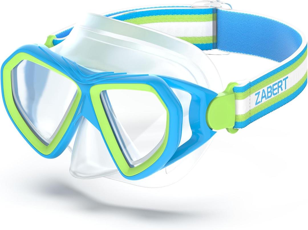 Kids Swim Mask Goggles, Swimming Dive Snorkel Mask with Nose Cover Fabric Strap for Kids Boy Girls (Age 6-15 Years Old)