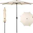 Abba Patio 9FT Lyon Outdoor Patio Umbrella Outdoor Table Umbrella with Push Button Tilt and Crank Market Umbrella 8 Sturdy Ribs UV Protection Waterproof for Garden Deck Backyard Pool Beige