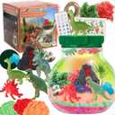 Fnylague Dinosaur Terrarium Kit for Kids-Light Up Dinosaur Habitat Craft Gift Toys for Boys with Glow in The Dark Dinosaurs, DIY Dino World Night Light with Hanging Rope & Stickers.