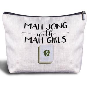 Mahjong Gifts for Women - Funny Mahjong Makeup Bag with Mah Girls Cosmetic and Toiletry Bag Accessories