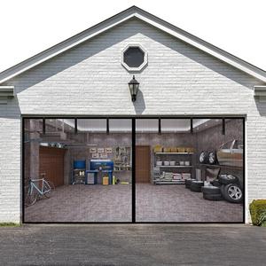 LIAMST Garage Door Screen 16 * 10FT，2 Car Garage Doors- Reinforced Fiberglass Door Screen,Stronger High Energy Magnets ，Magnetic Screen Door