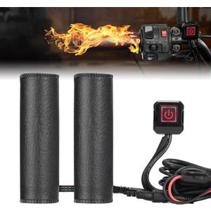 KEMIMOTO Heated Motorcycle Grip Pads, IP67 Waterproof, Universal for 12V ATV Motorcycle Hand Grip with Temperature Adjustable & Fast Heating