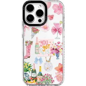 for iPhone 15 Pro Case, Floral Celebration Collage with You Got This, Military-Grade Drop Protection, Party Soft Slim TPU Protective Cover with Camera Protection for Women & Girls (ItalianBeach)