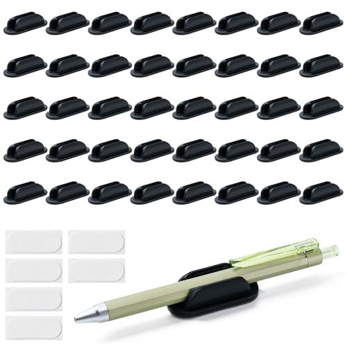 40 Pack Adhesive Pencil Holders for Desk,Silicone Flexible Pen Holder for Wall, Office, School,Home,Classroom Must Haves,Teacher Supplies Accessories,Desk Organizer,Art Supply,Small Gift(40, Black)
