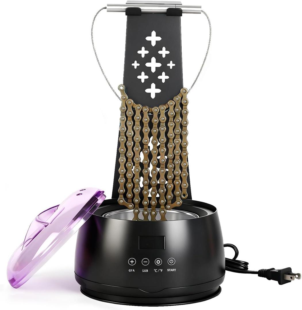 Bicycle Chain Wax Melting System (19oz), Includes Chain Cleaning Machine and Cooling Rack. Precise Temperature Control for Rapid Melting, Professional Cleaning and Waxing Tools