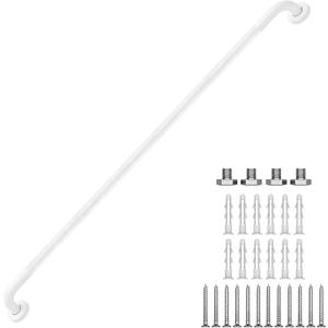 48 Inch Grab Bars 1.25" Dia, White 304 Stainless Steel Bathroom Grab Bar, Anti Slip Knurled Safety Bar, Wall Mount Handicap Grab Bars, Support Handrail for Seniors Elderly Injury