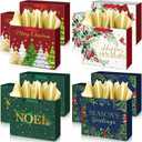 Aliceset 12 Pack Greenery Christmas Gift Bags with Tissue Paper and Tags Gold Foil Assorted Christmas Gift Bags Vintage Presents Wrapping for Holiday Xmas New Year Presents Giving, 11.8x10x4 inch