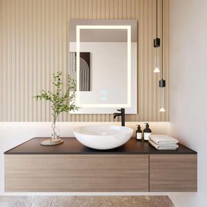 Tech Drive Bathroom Mirror with led Lights,Bathroom Vanity Mirror 20x28 inch, 4000K Dimmable Brightness Touch Switch Control and Time Display, Anti-Fog Wall Mounted Makeup Mirrors