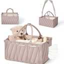 Diaper Caddy Organizer, baby organizer for essentials  All-in-One Storage Basket with Compartments, Wipe Pocket & Stroller Clips  Must-Have for Nursery, Changing Table, Registry or Gift (Regular, Smoky Gray)