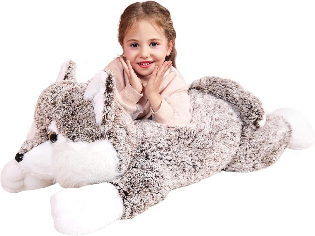 IKASA Giant Wolf Stuffed Animal Plush Toy, 30 Inches Big Soft Toys for Kids Girls Boys Girlfriend