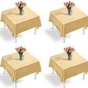 Entisn 4 Pack Gold Satin Tablecloth 54 x 54 Inches Table Cloth, Square Silky Tablecloth Smooth Table Cover Decoration for Wedding Party Holiday Dinner