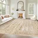 Living Room Rugs 8x10: Washable Moroccan Geometric Boho Rug Farmhouse Non Slip Stain Resistant Large Rug Low Pile Soft Carpet for Bedroom Dining Room Kids Room (Light Brown,8'x10')