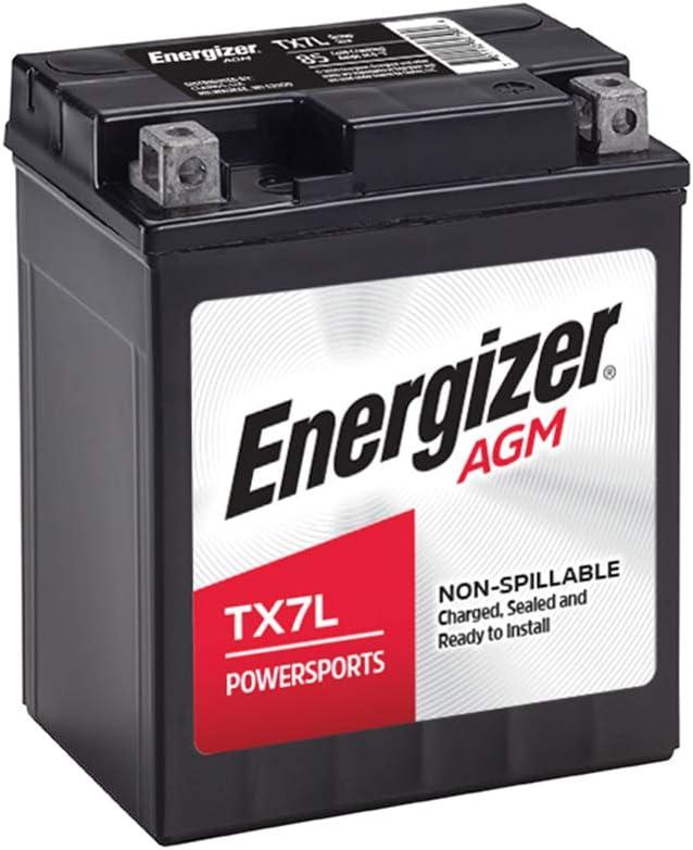 Energizer - ETX7L TX7L AGM Motorcycle and ATV 12V Battery, 85 Cold Cranking Amps and 6 Ahr. Replaces: YTX7L-BS and others, Black