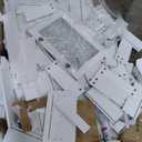 LINSY White Vanity with Mirror and Lights, 2 Glass Cabinets and Height - Adjustable Shelf & 9 Drawers Dressing Table, Makeup Desk with Glass Top & Charging Station, 3 Adjustable Brightness Modes