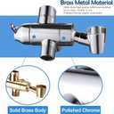 Shower Arm Diverter with Handshower Mount, G1/2 Brass Shower Diverter Valve Bathroom Universal Shower System Replacement for Handheld Shower and Fixed Shower Head(Polished Chrome)