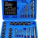 Screw Extractor Set, 26 Pieces Bolt Extractor Kit & Left Hand Drill Bit Kit, Easy Out Bolt Extractor Set with Hex Adapter for Broken, Damaged, Rusted, Rounded-Off Bolts, Nuts & Screws