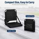 Stadium Seat with Back Support, Bleacher Chair with Storage Pockets and Cushion, Portable Stadium Seat for Sports Events, Camping, Outdoor Activities and Fishing, 17.7x16.5x18.1 inches