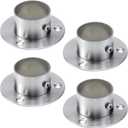 Antrader 4-Pack Stainless Steel Closet Rod Flange 1.5 Inch Dia. Adjustable Socket Bracket Support Holder for PipeSilver