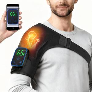 Shoulder Heating Pad, Cordless Electric Heating Pad for Shoulders, App and Touch Control with 3 Vibration Mode, 7 Heat Adjustable, 3 Timer, Portable Heated Wrap for Women Men Shoulder Pain Relief (Upgraded Black)