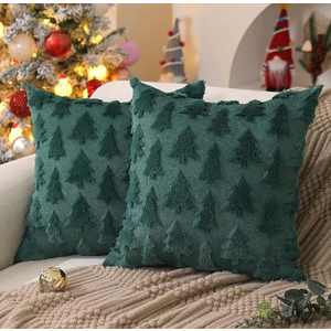 DFXSZ Christmas Tree Pillow Covers 18x18 inch Set of 2 Christmas Decoration Beige Soft Plush Faux Fur Jacquard Throw Pillows for Bedroom Sofa Holiday Festivals Winter Home Decor PTK006C18