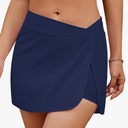 GRAPENT Women's Swim Skirt High Waisted Asymmetric Wrap Bikini Tankini Bathing Suits Bottoms Side Split Swimsuit Skirts M