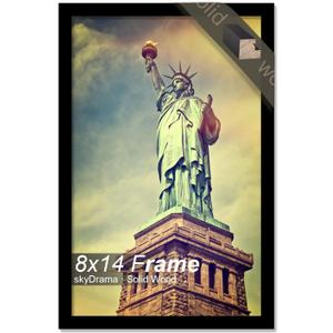 100% Solid Wood 8x14 Picture Frame, Black Frame for 8 x 14 Inch Picture Poster Photo, Light Weight 8 by 14 HQ Matte Black Frame for Wall - 1 Pack/Black/8"x14"