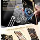 for Samsung Galaxy XCover7 Pro Love Heart Kickstand Case with 2X Screen Protector: Luxury Plated Gold Edge Slim Soft TPU Shockproof Protection Case Cover for Galaxy XCover7 Pro (Black)
