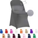 12 PCS Waterproof Stretch Spandex Folding Chair Covers, Dining Room Chair Slipcovers Protector for Wedding, Banquet, Party, Holidays, Celebration and DecorationGrey