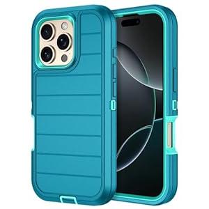 Casenplaza for iPhone 16 Pro Max Case Heavy Duty Shockproof Dropproof 3Layer Full Body Protection Military Grade Rugged Tough NonSlip Cover Case for Apple iPhone 16 Pro Max 6.9",Turquoise