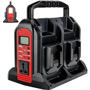 4 Port Power Inverter Compatible with Milwaukee 18V Battery, 350W Power Supply Inverter Outdoor Generators Converter DC 20V to AC 110V ~120V with AC Outlet &USB Port&Type-C Port& LED Light