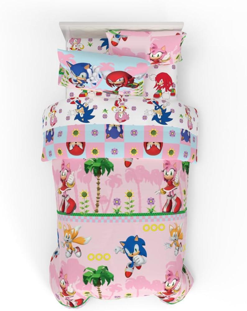 Sonic The Hedgehog Girl Anime Kids Bedding Super Soft Comforter and Sheet Set with Sham, 5 Piece Twin Size, (Official Licensed Product) by Franco